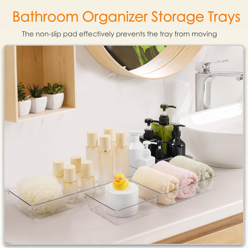 Criusia Drawer Organizer, 10 Pack Large Clear Plastic Organizers Set, Versatile Bathroom and Vanity Drawer Storage