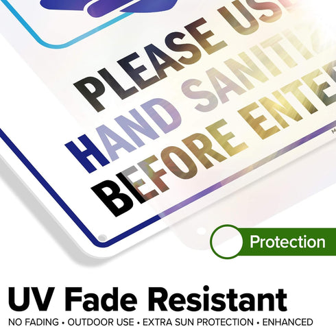 10"x14" Please Use Hand Sanitizer Before Entering Sign, Polyethylene, Fade Resistance, Indoor/Outdoor Use, USA MADE By