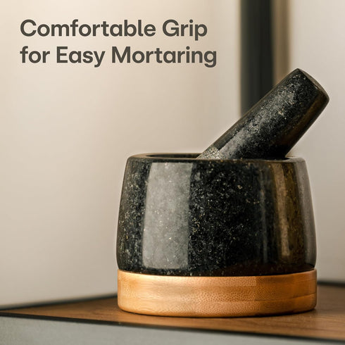 Set 1 Praknu Mortar and Pestle Small - Heavy-Duty Cup Stone Grinder for Spices & Herbs - Durable Granite Molcajete