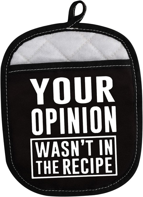 LEVLO Funny Cooking Gifts: Your Opinion Wasn't in The Recipe Pot Holders, Chef Gift, Birthday Gift