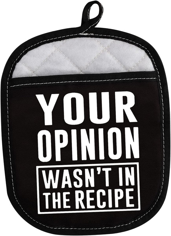 LEVLO Funny Cooking Gifts: Your Opinion Wasn't in The Recipe Pot Holders, Chef Gift, Birthday Gift