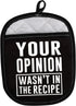 LEVLO Funny Cooking Gifts: Your Opinion Wasn't in The Recipe Pot Holders, Chef Gift, Birthday Gift