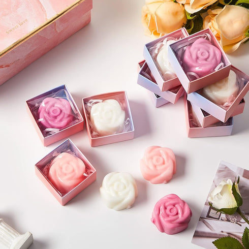 24 Loopeer Pcs Rose Soap Favors for Wedding Bridal Shower Mini Flower Shaped Scented Soap Guest Gift Bulk with Box