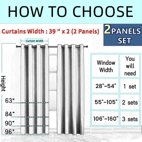 Room,2 Room,Set 2 2 39 84 Inch) MYRU Absolutely Blackout Curtains for Kids Layers Lined Curtains for Boys Girls