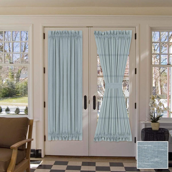 H.VERSAILTEX Sheer French Door Curtain, Light Filtering Rod Pocket Drapes, 52"x72" - Teal, Tieback Included