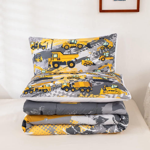 Set Sets Set Set Set 1 Feelyou Kids Construction Comforter Twin Bedding for Boys Toddler Children Cartoon Cars