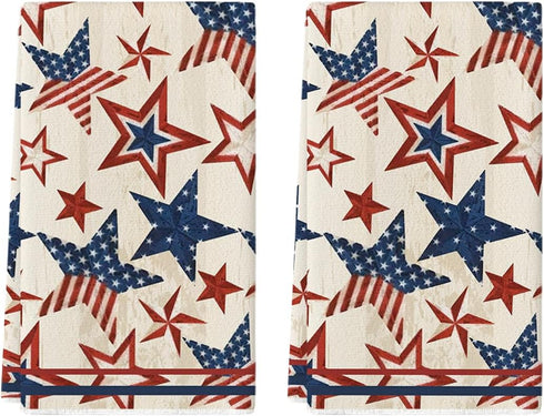 Artoid Mode Strip-Shaped America Stars Patriotic 4th of July Kitchen Towels Dish