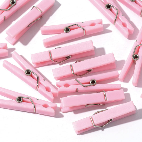 60PCS Baby Shower Clothespin Games Girl, Plastic Mini Clothes Pins 1.4 inch for Party Decorations, DIY Crafts
