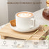 8 Set 4, Ounce Cappuccino Cups of Latte Mugs with Saucers and Spoons, White Cream Ceramic Coffee Mugs Tea Cups