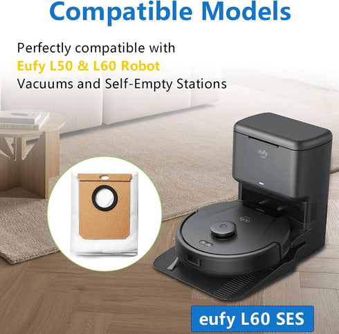 14 Pack Dust Bags Replacement for Eufy L60 / L60 Hybrid / L60 SES / L50 Series Robot Vacuums Replacement Dust Bags Vacuum Cleaner Self-Empty Station Dirt Disposal Bags