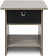 Furinno Dario End Table / Night Stand with Bin Drawer, 1-Pack, French Oak Grey/Black