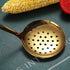 Gold Skimmer, Berglander Metal Strainer with Titanium Gold Plating, Kitchen Cooking Skimmer for Non-Stick Cookware