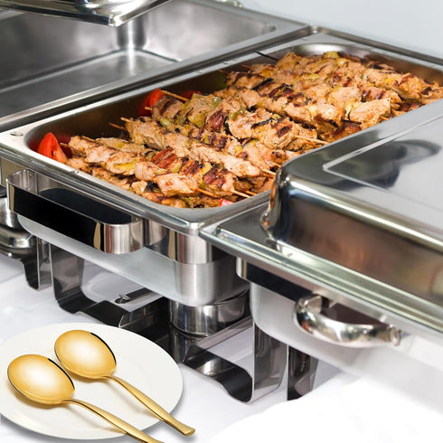 Stainless Steel Serving Spoons, Large Gold Serving Spoons Set of 8 for Catering