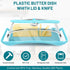 Butter Dish with Lid and Knife, Plastic Butter Keeper for Countertop, BPA-Free, Easy Scoop, Dishwasher Safe, Blue