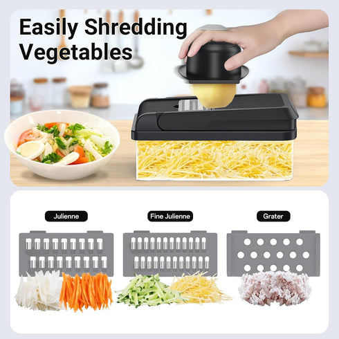 SpaceHacks 12-in-1 7 Vegetable Chopper, Kitchen Gadgets with Blades, Veggie, Food, Onion Chopper, Cucumber Slicer