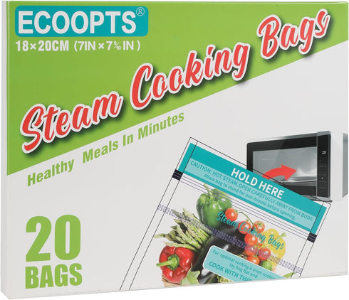 20 Microwave Steamer Bags for Vegetables, Potatoes, and Meat - Steam Cooking Bags (1)