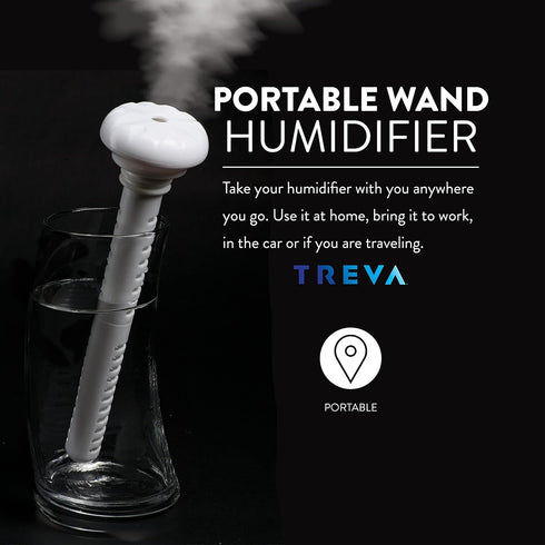 Treva Mini Portable Humidifier, USB Cool Mist Ultrasonic Moisture Wand for Home or Travel