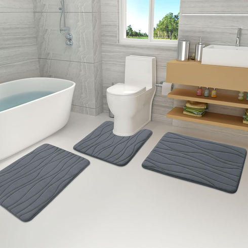 Buganda U-Shaped Toilet Rugs 24x20, Dark Grey, Ultra Soft & Absorbent Non-Slip Bath Mat, Machine Wash Dry