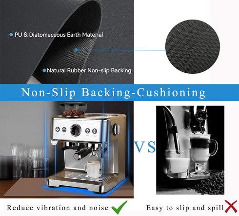 Coffee Mat for Countertops, Brown Absorbent Rubber Mat for Coffee Maker, Espresso Machine, Dish Drying Mat 16"x24"