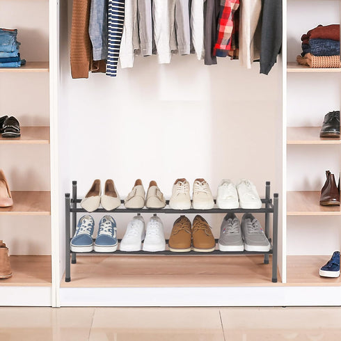 8 Closet, 2 STORAGE MANIAC Expandable Shoe Rack, Pairs Stackable Small Shoe Rack, Metal Adjustable Shoes Organizer