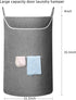 X-Large Hanging Laundry Hamper Bag, Door Hanging Hamper with Front Pocket, 35X22 inch (Grey)