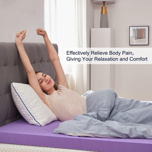 SINWEEK 1.5 Inch Gel Memory Foam Mattress Topper, Ventilated Soft Mattress Pad, CertiPUR-US Certified, Full Size, Purple
