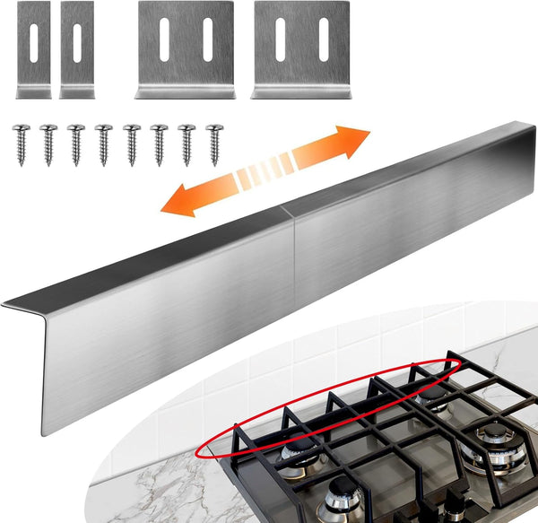 15.7" - 28" Stainless Steel Stove Gap Filler, Slide-in Range Rear Filler Kit, Backsplash for Most Brand Kitchen Stoves