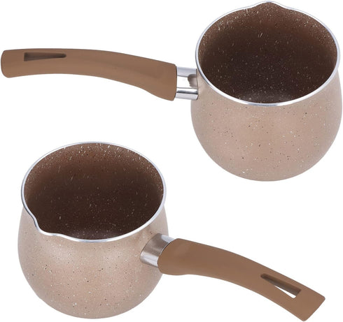 10cm Dia Nonstick Milk Pan, Aluminum Alloy Saucepan with Pour Spouts, Small Soup Pot