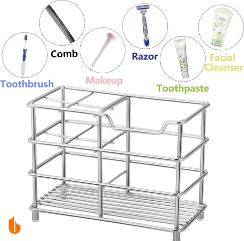 Urbanstrive Bathroom Toothbrush Holder Stand, 304 Stainless Steel Toothpaste Holder Organizer (Silver, Small)
