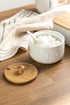 LYEOBOH Sugar Bowl with Lid and Spoon, 17 OZ Ceramic Sugar Jar for Coffee Bar, White Sugar Container for Kitchen