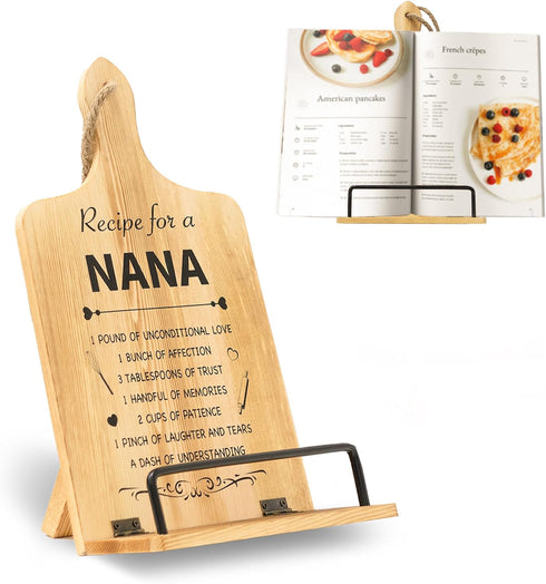 Nana Gifts: Foldable Cookbook Stand for Grandma, Unique Cooking Recipe Stand for Kitchen Counter from Grandkids