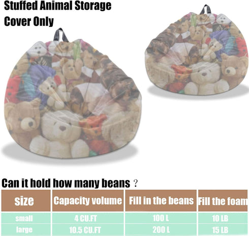 Stuffed Animal Storage Bean Bag Chair Cover (No Filler) Washable Ultra Soft Corduroy Cover for Organizing Plush Toys