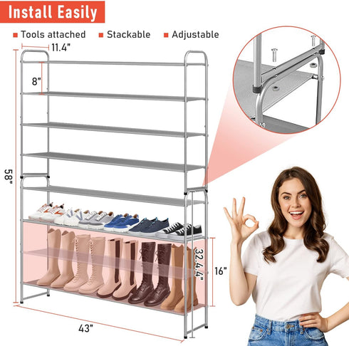 4 Closet Closet 30 MISSLO Tier Long Shoe Organizer for Shoe Rack for Bedroom Floor Shoe Shelf for Entryway Storage