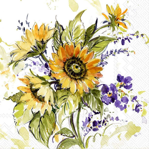 Boston International IHR Sunflower Bunch 3-Ply Paper Napkins, 20-Count Cocktail Size