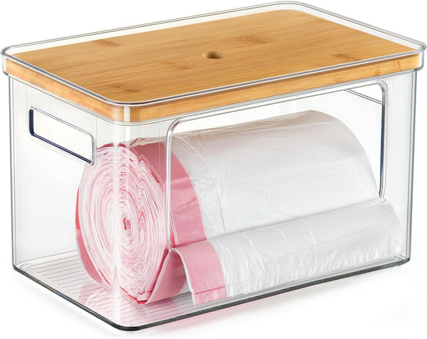 Hudgan Stackable Storage with Bamboo Top for Laundry Room Organization, Extra Large