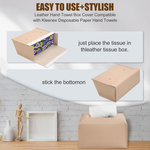 SILFGRLF Stylish Tissue Box Cover Holder Compatible with Kleenex Disposable Paper Hand Towels, Leather Wall-Mounted