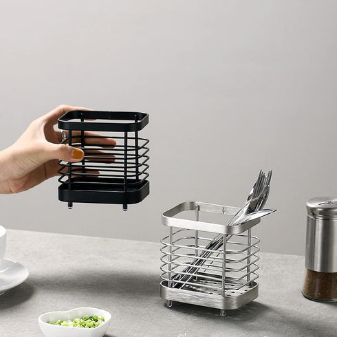 Kitchen Utensil Holder - Stainless Steel Sink Utensil Drying Caddy, Rust-Proof Cutlery Organizer for Kitchen Utensils