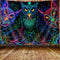JAWO Psychedelic Owl Tapestry, Trippy Forest Line Art Wall Hanging, Moon Animal Bird Blacklight Tapestry (60X40 Inch)