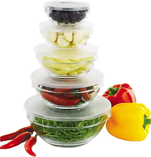 Norpro 10-Piece Glass Mixing/Storage Bowls with Lids, Nesting