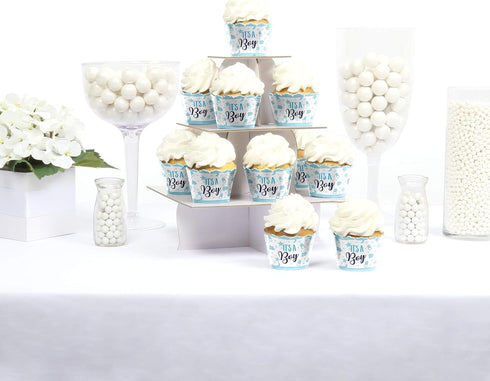 Big Dot of Happiness It's a Boy - Blue Baby Shower Decorations, Set of 12 Cupcake Wrappers