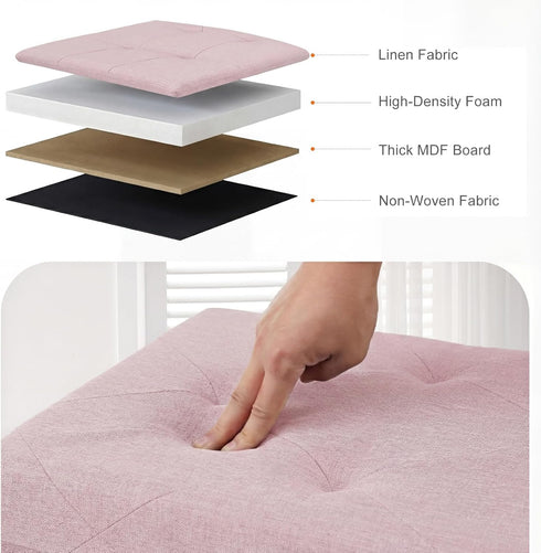 30in 660lbs, DUMOS Storage Ottoman Bench, Storage Bench Foot Rest Stool with Padded Seat, Bedroom Bench with for Living