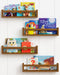 Forbena Walnut Brown Nursery Bookshelf Wall Mounted, Wooden Floating Book Shelves for