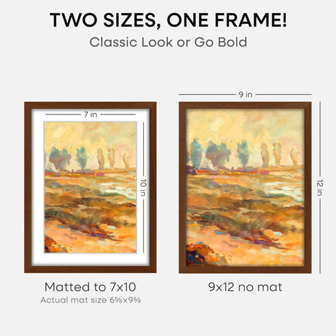 9x12 9 12 7 10 12x9 7x10 Set 1 Homeforia Picture Frame Brown, High End Dark Oak x Walnut Wooden Frames with Mat by