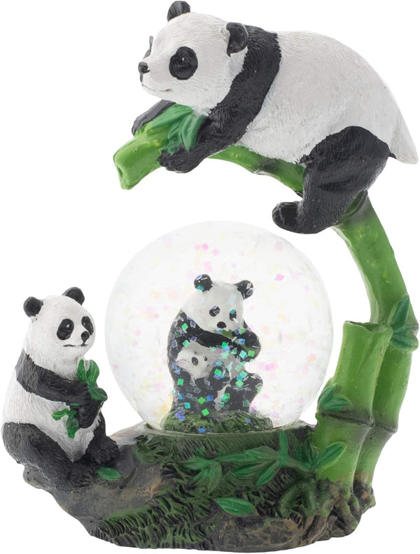 Elanze Designs Panda Bear Family China Tabletop Figurine, 45MM Miniature Glitter Water Snow Globe Decoration