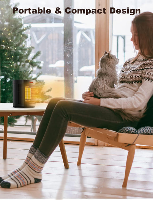 Space Heater, 500W Small Indoor Heater, Ceramic Personal Heater with Overheating & Tip-Over Protection for Home Office
