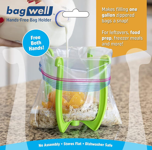 Bag Well Ziplock Bag Food Prep Holder Stand for Gallon Size Food Storage Bags