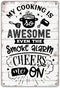 QIONGQI Funny Kitchen Quote Metal Tin Sign, My Cooking is Awesome Retro Wall Decor for Home Kitchen