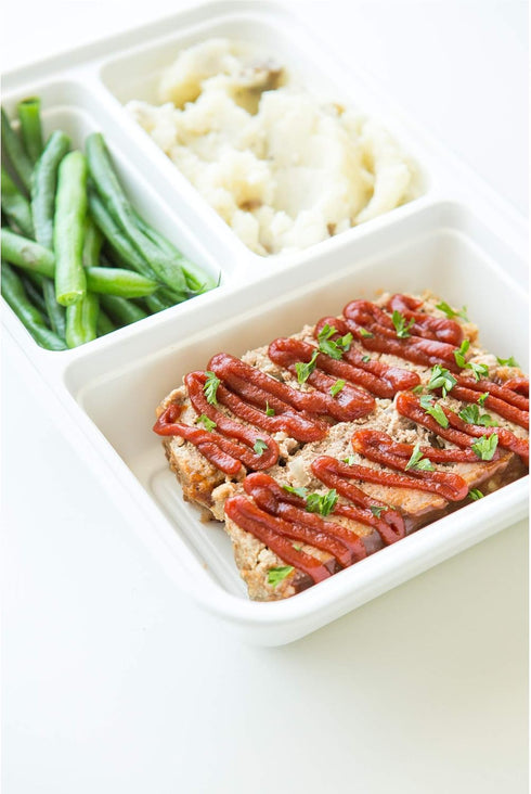 GoodCook Meal Prep Rectangle Three Compartment Set, 20-Piece, White, BPA-Free