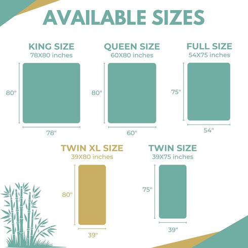39x80 100% 18" Twin XL Size Premium Bamboo Waterproof Mattress Protector, Viscose from Bamboo, Hypoallergenic, Cooling
