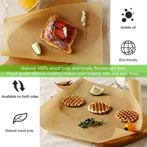 QYH 100 Pcs Parchment Paper Sheets for Baking, 8x12 Inches Unbleached Precut for Cookies, Frying, Air Fryer Cooking